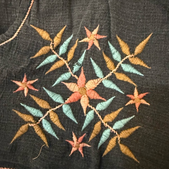 AE American Eagle Black Embroidered Pull-On Festival Shorts Medium - Picture 3 of 5